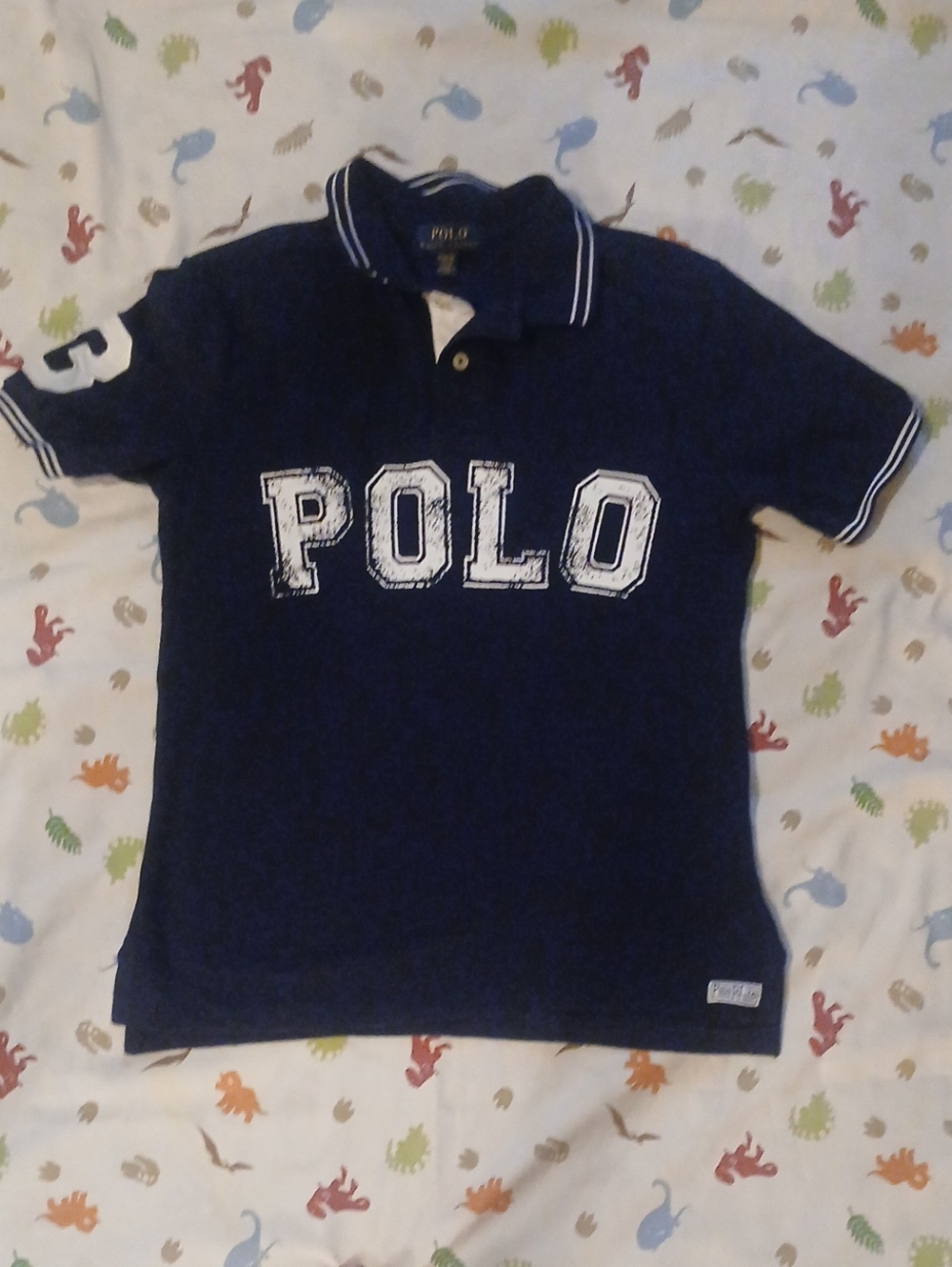 Polo by Ralph Lauren Navy Blue Boys Polo Shirt with White Trim
